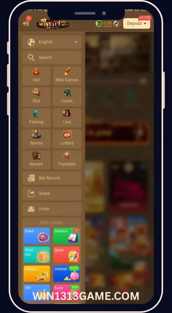 WIN1313 Game Side Bar settings