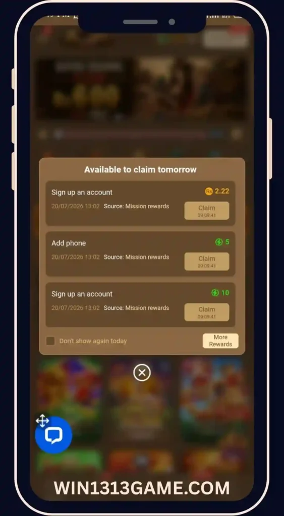 WIN1313 Game Sign up bonus, add phone number bonuses