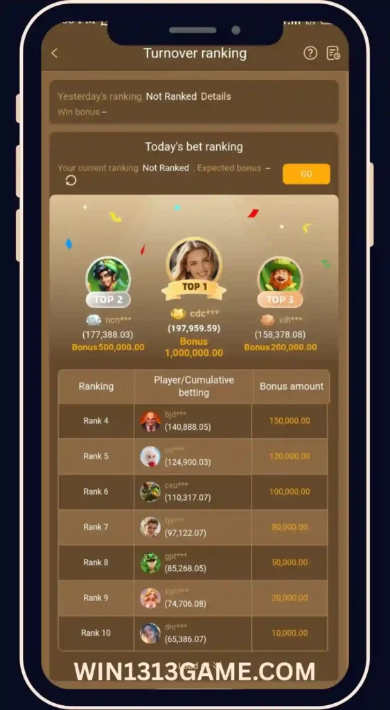 WIN1313 Game - Turnover ranking