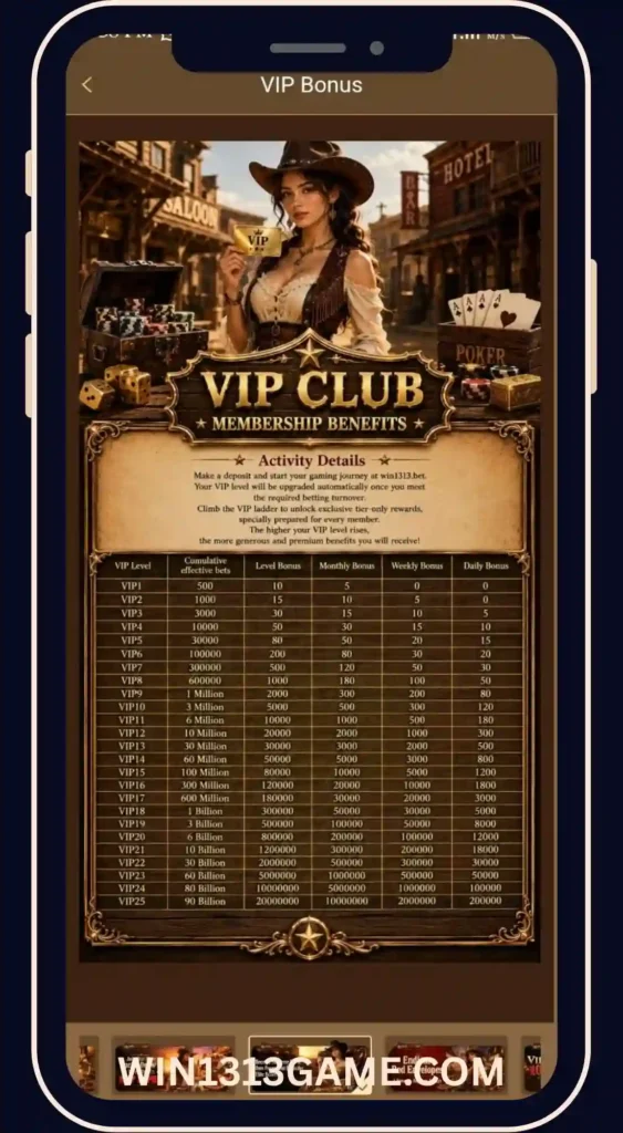 WIN1313 Game vip club member ships benefits
